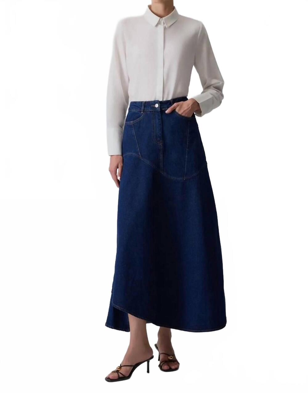 NEW TOUCHE PRIVE asymmetric cut skirt in denim